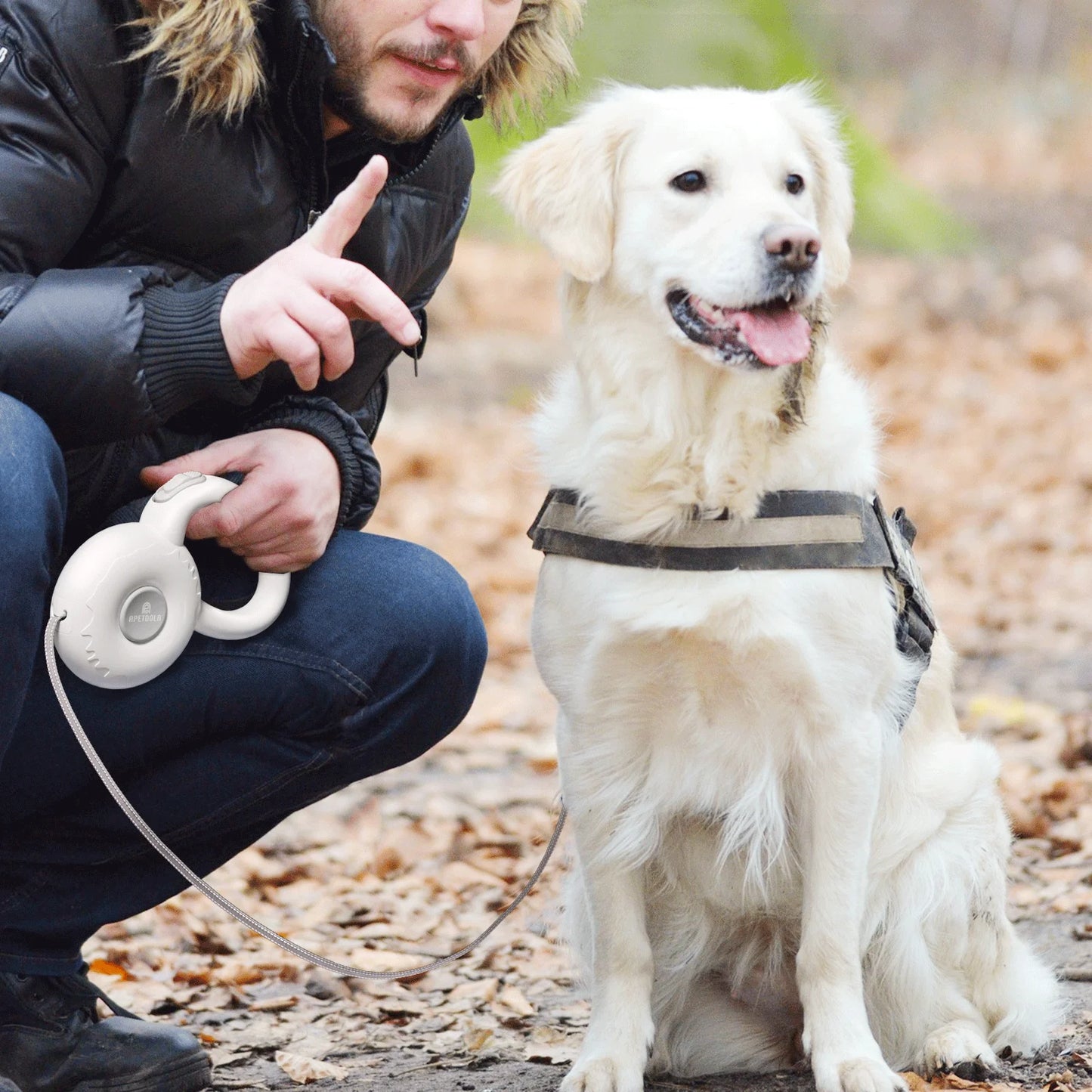 Stride & Stay: Retractable Dog Leash with Reflective Rope & Automatic Lock