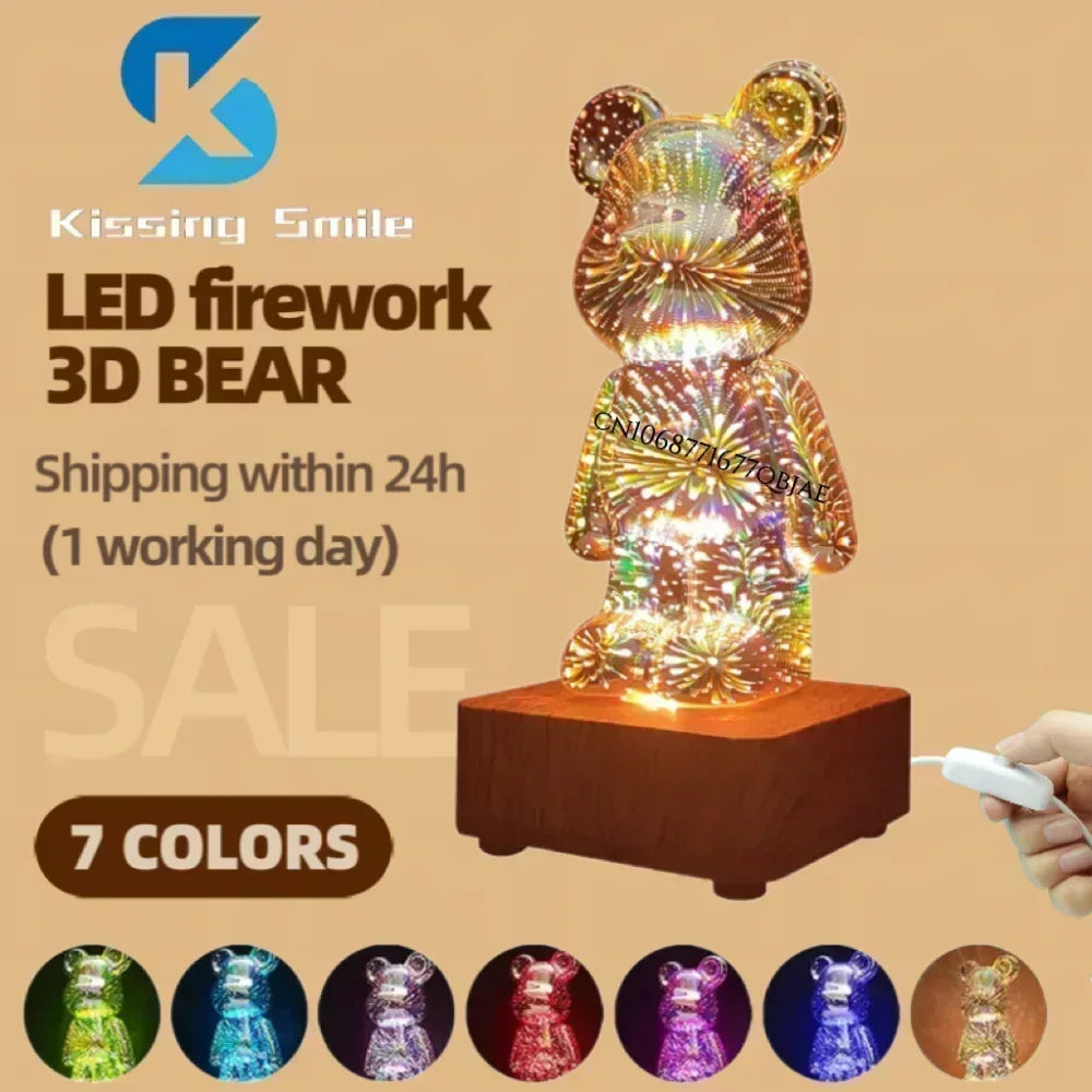 Projecteur TwinkleBear Galaxy : veilleuse LED 3D avec feux d'artifice à changement de couleur 