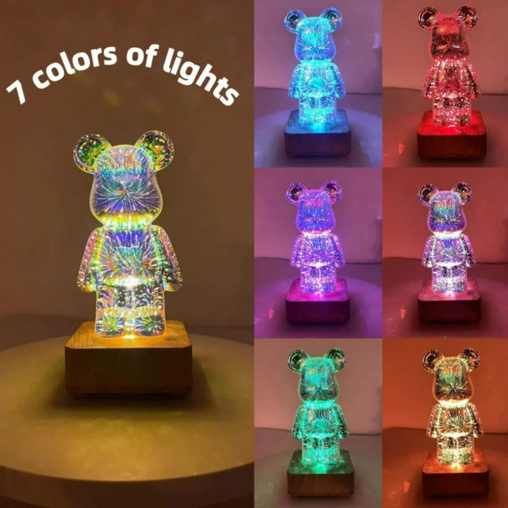 TwinkleBear Galaxy Projector: 3D LED Night Light with Colour-Changing Fireworks