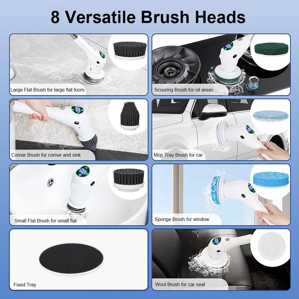 WhizzClean 8-in-1: Cordless Power Scrubber for Every Corner