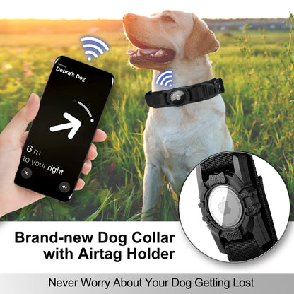 Track &amp; Train: collar táctico para perros AirTag con hebilla y asa de metal 